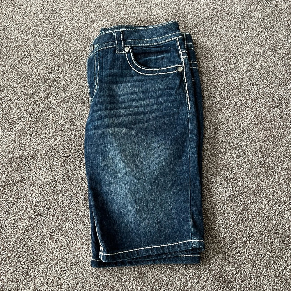 Paisley Sky Dark Blue Denim Jean Shorts